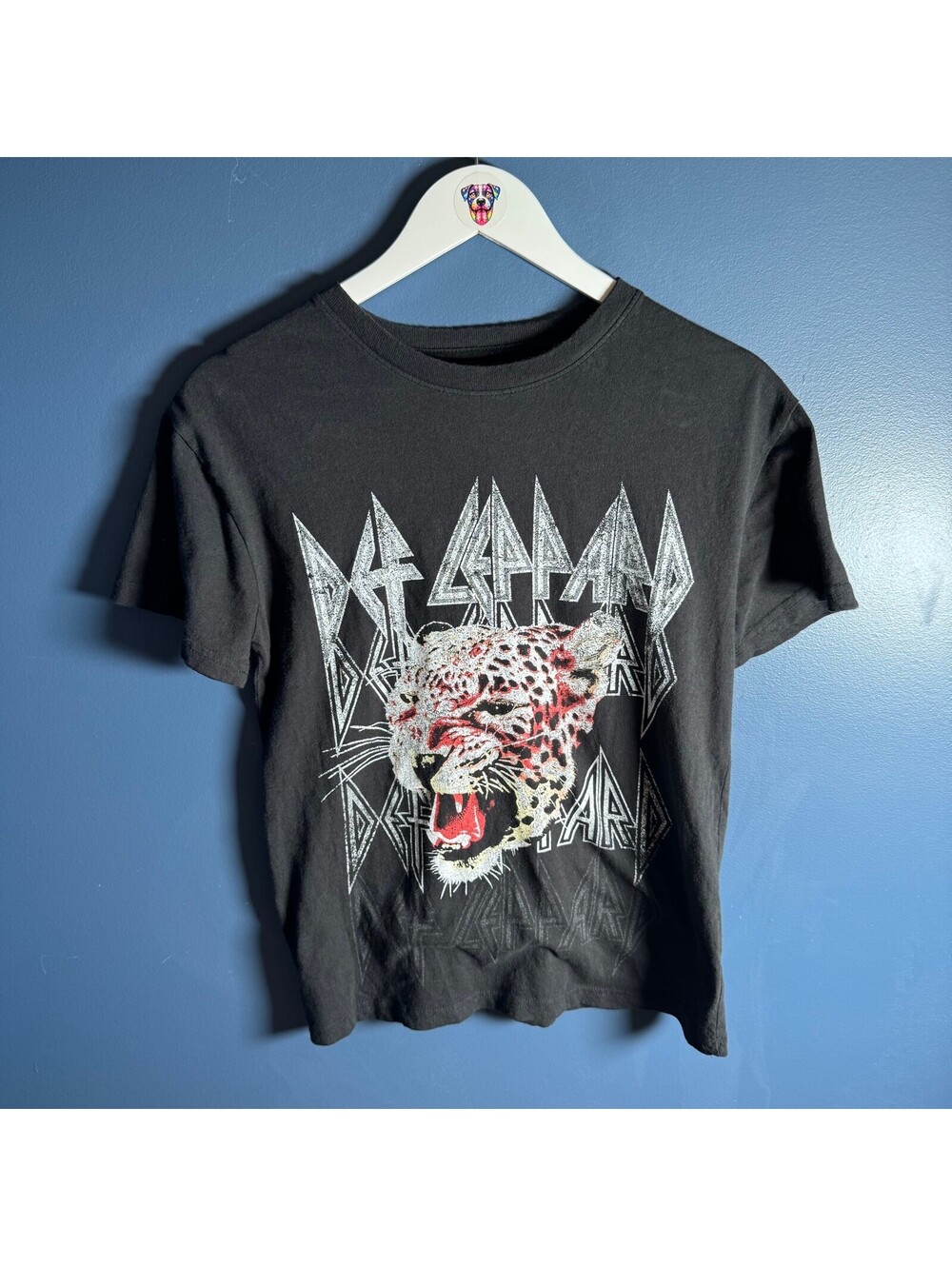 Def Leppard Leopard Graphic Retro Style Band Tee Black Size S